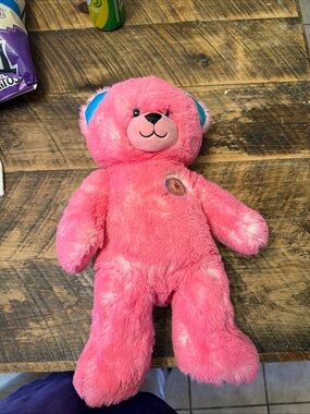 BAB Build A Bear Pink Fuchsia Donut Sprinkle Teddy Bear Plush Heart Beat Box 16"